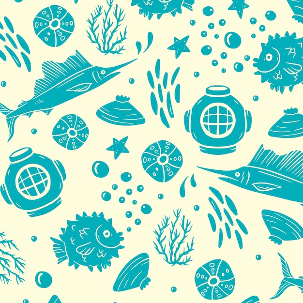 Hand drawn summer duotone pattern design