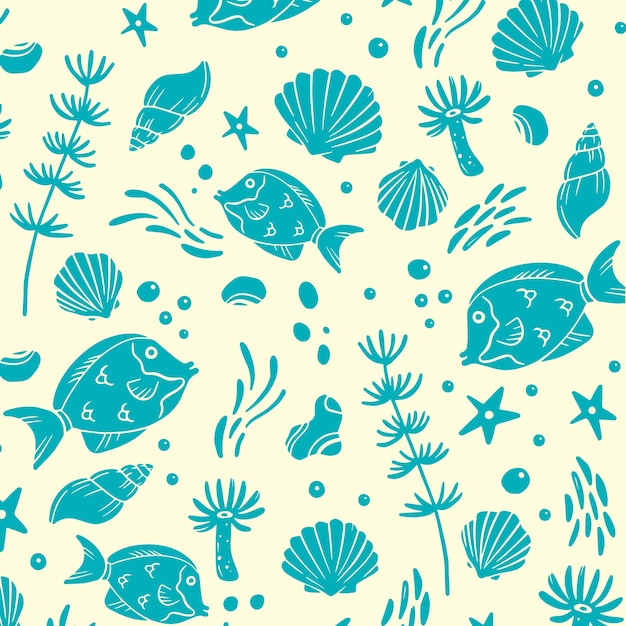 Hand drawn summer duotone pattern design