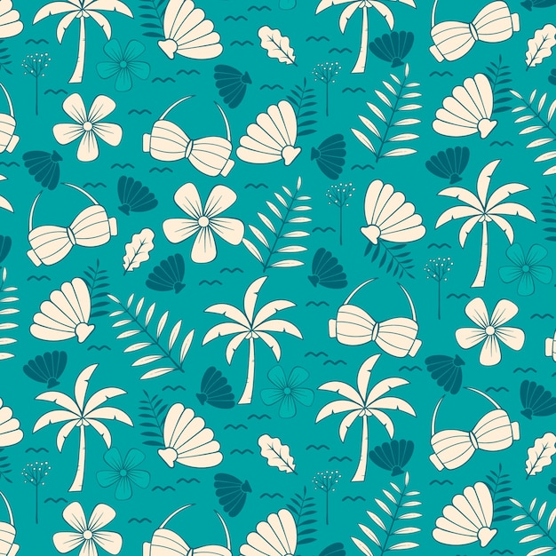 Free vector hand drawn summer duotone pattern design