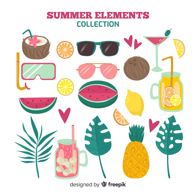 Hand drawn summer element collection