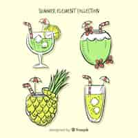 Free vector hand drawn summer element collection