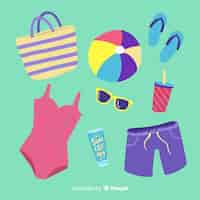 Free vector hand drawn summer element collection