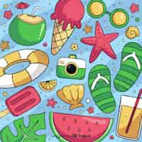 Free vector hand drawn summer element collection