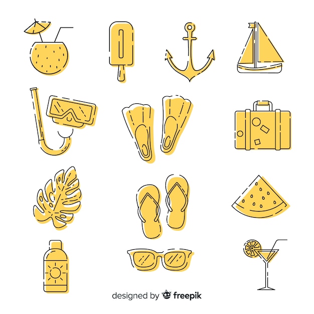 Free vector hand drawn summer element collection