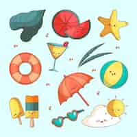 Free vector hand drawn summer element collection