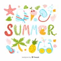 Free vector hand drawn summer elements collection