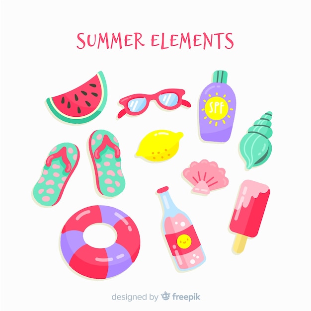 Hand drawn summer elements collection