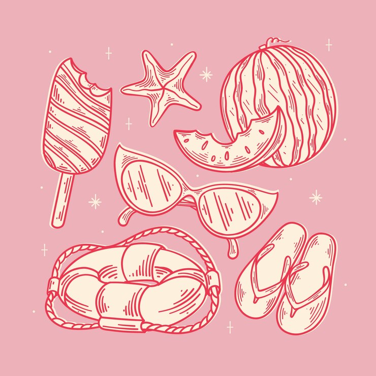 Free Vector hand drawn summer elements collection
