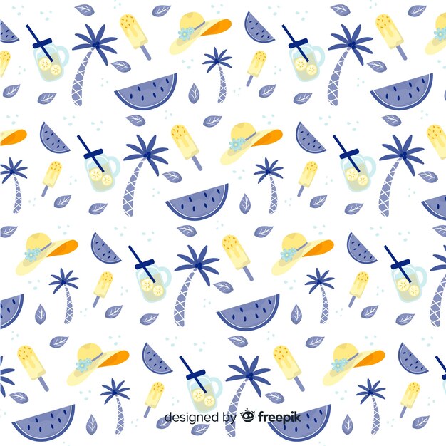 Hand drawn summer elements pattern