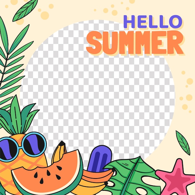 Hand drawn summer facebook frame