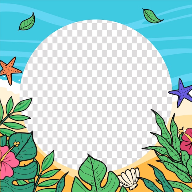 Free vector hand drawn summer facebook frame