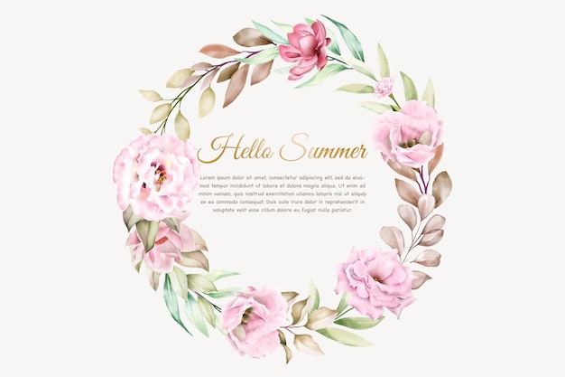 Free vector hand drawn summer floral wreath and background design