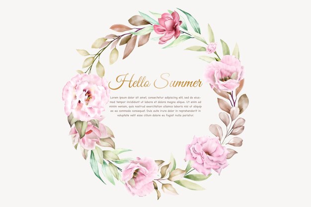 hand drawn summer floral wreath and background design