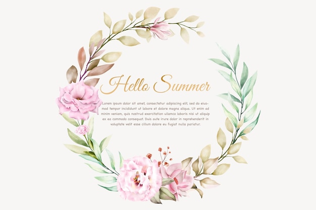 Free vector hand drawn summer floral wreath and background design