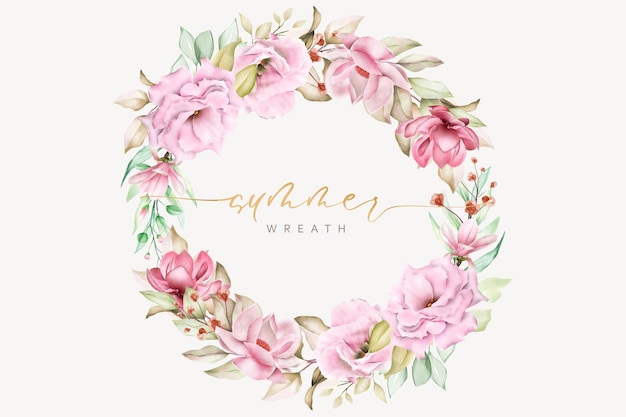 Free vector hand drawn summer floral wreath and background design