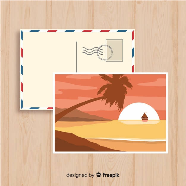 Free vector hand drawn summer holiday postcard