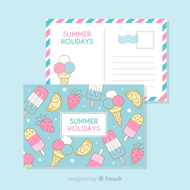 Hand drawn summer holiday postcard