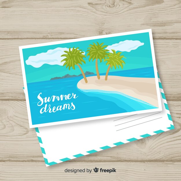hand drawn summer holiday postcard