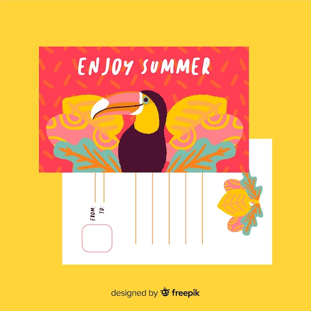Free vector hand drawn summer holiday postcard