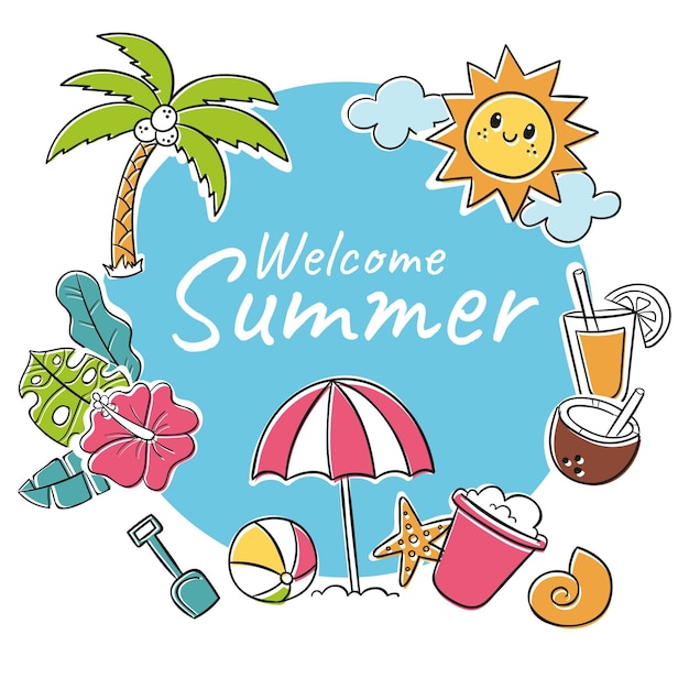 Free Vector hand drawn summer illustration