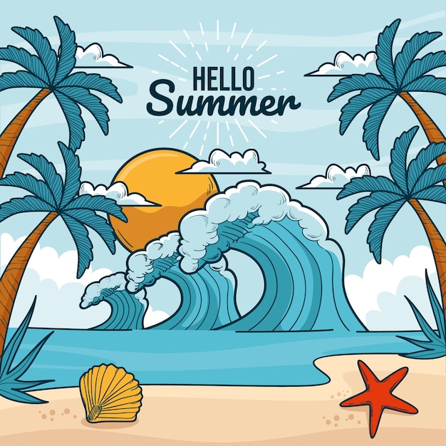 Free vector hand drawn summer illustration