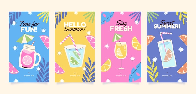 Hand drawn summer instagram stories collection