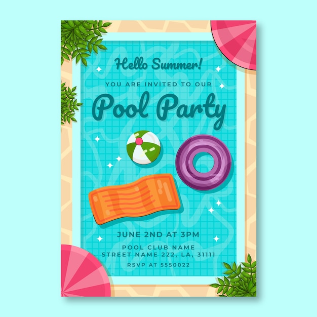 Free vector hand drawn summer invitation