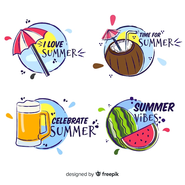 Free vector hand drawn summer label collection