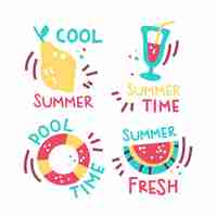 Free vector hand drawn summer labels collection