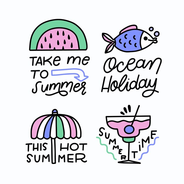 Hand-drawn summer labels concept