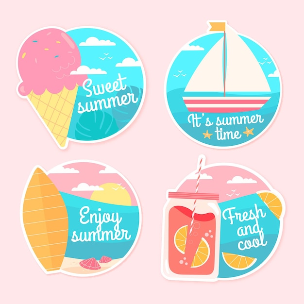 Free vector hand drawn summer labels concept