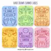Free vector hand drawn summer labels pack