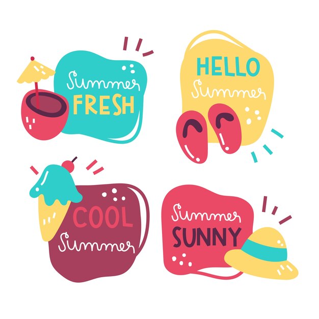 Hand drawn summer labels pack