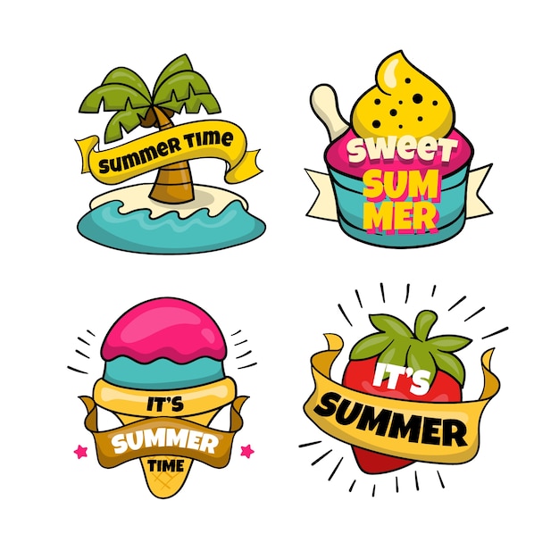 Free vector hand drawn summer labels