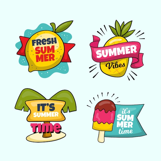 Free vector hand drawn summer labels