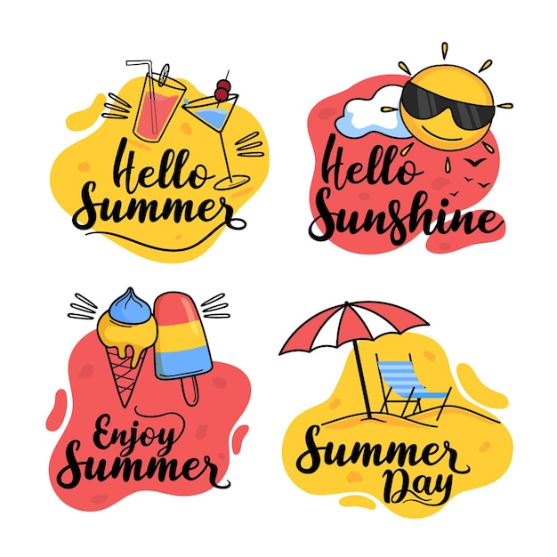 Free vector hand drawn summer labels