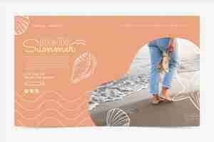 Free vector hand drawn summer landing page template with photo