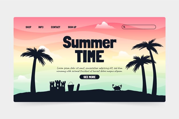 Hand drawn summer landing page template