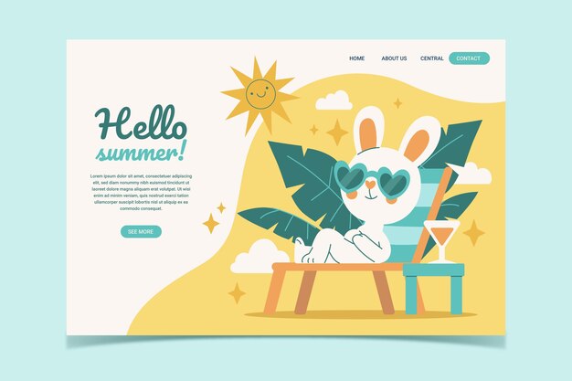 Hand drawn summer landing page template