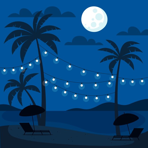 Hand drawn summer night illustration