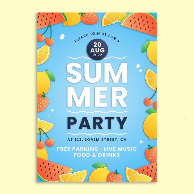 Hand drawn summer party flyer