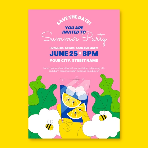 Hand drawn summer party invitation