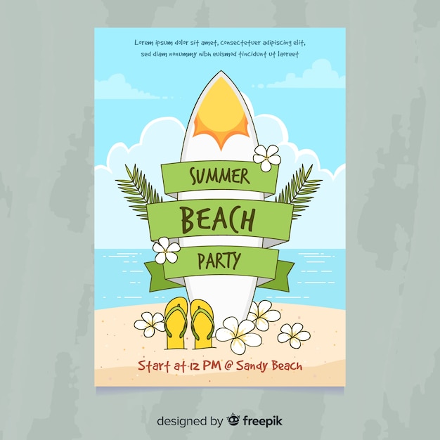 Free vector hand drawn summer party poster template