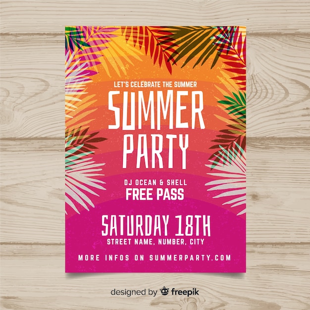 Free vector hand drawn summer party poster template