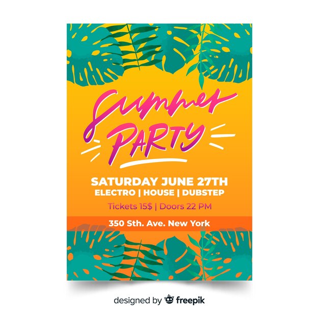 Hand drawn summer party poster template