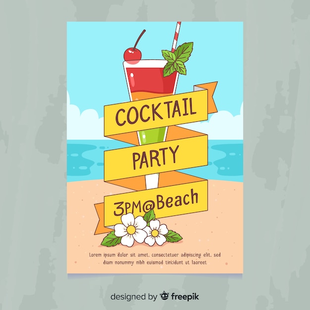 Free vector hand drawn summer party poster template