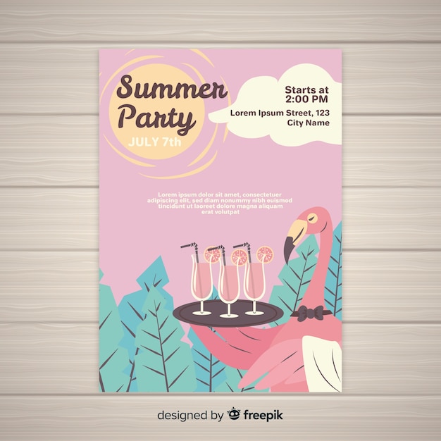 Hand drawn summer party poster template