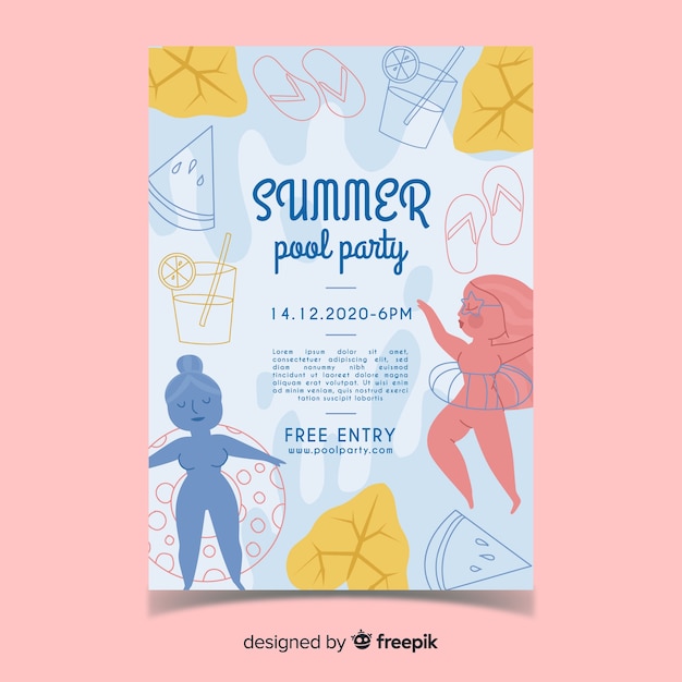 Free vector hand drawn summer party poster template