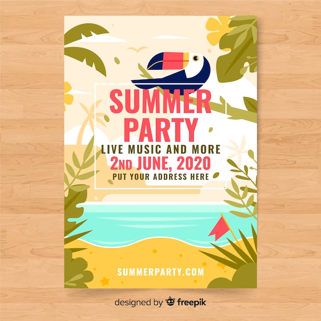 Hand drawn summer party poster template