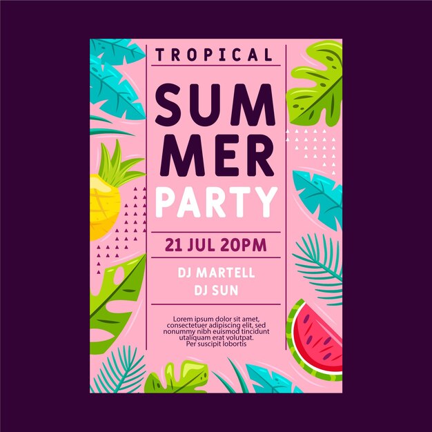 Hand drawn summer party poster template